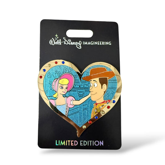 WDI Valentine Jeweled Heart Bo Peep and Woody Pin