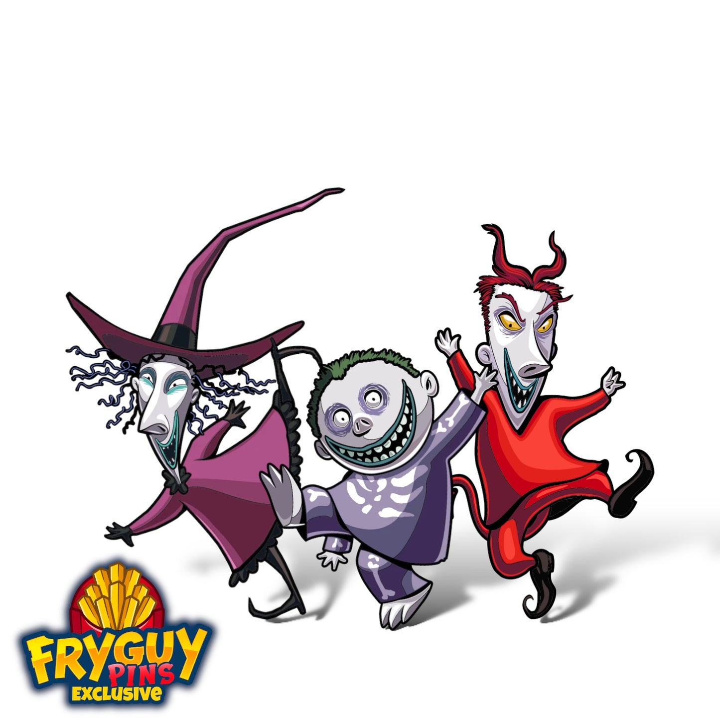 FryGuy Exclusive Nightmare Before Chrsitmas Lock, Shock, and Barrel FiGPiN Bundle