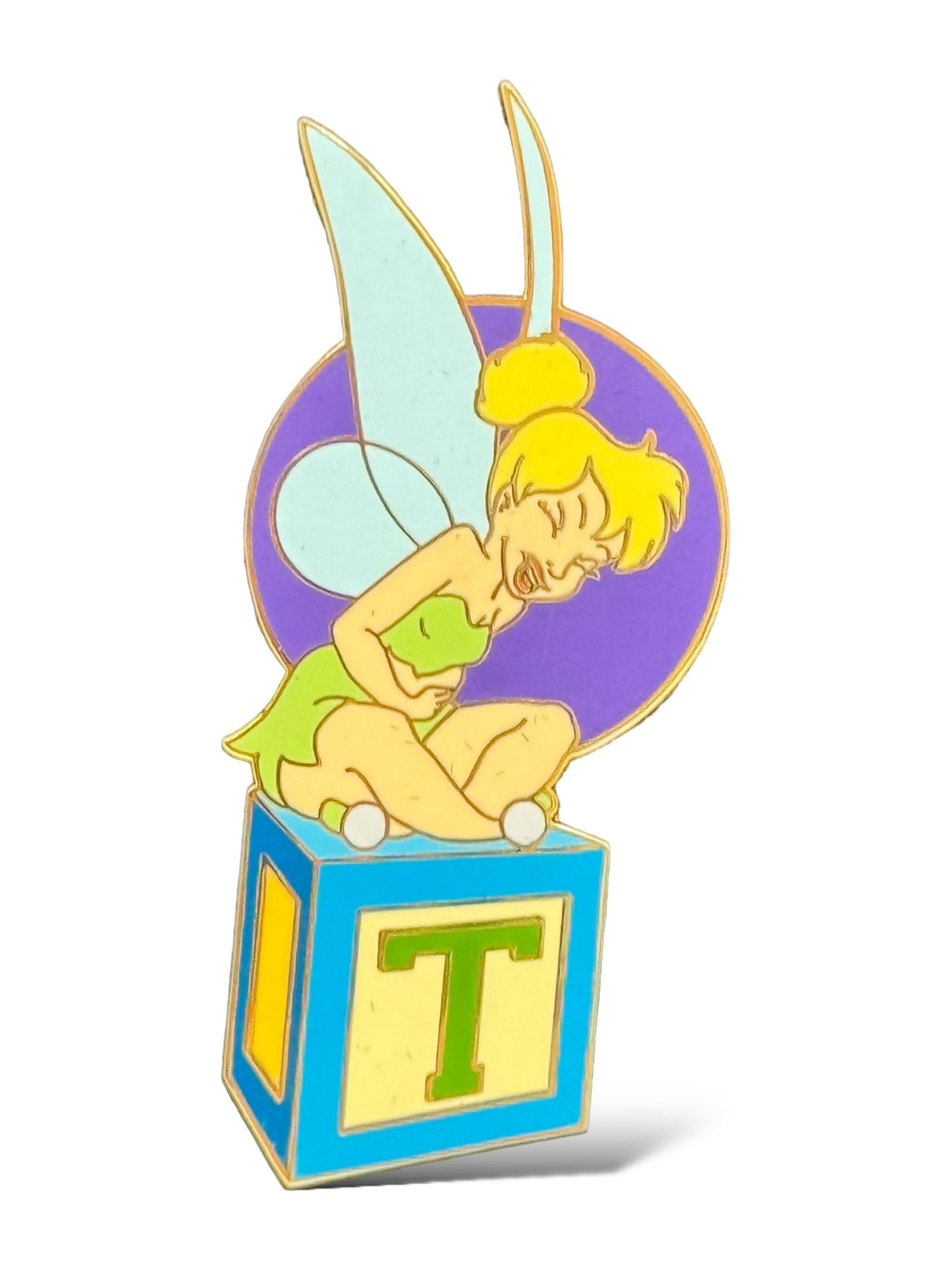 Disney Auctions Tinker Bell Laughing on Toy Block Pin