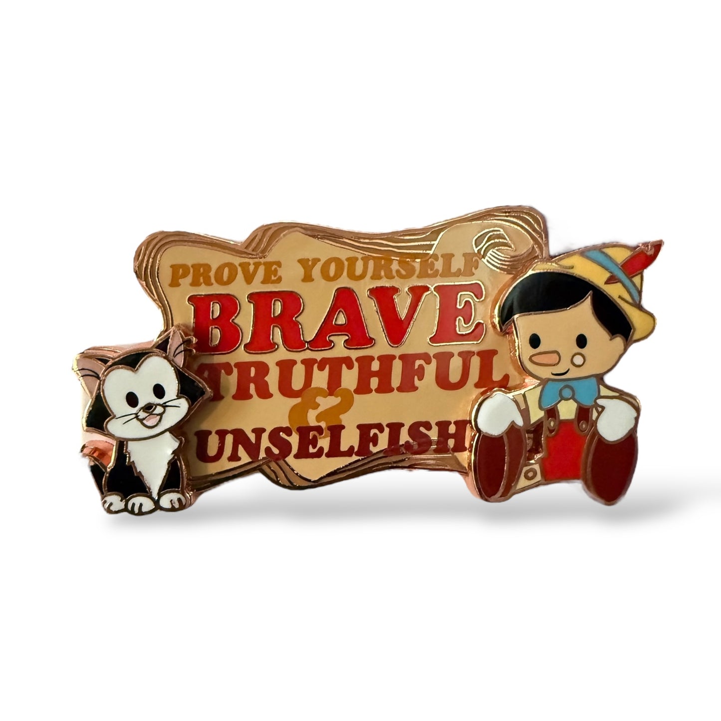 DLRP Prove Yourself Brave Truthful and Unselfish Pinocchio and Figaro Pin