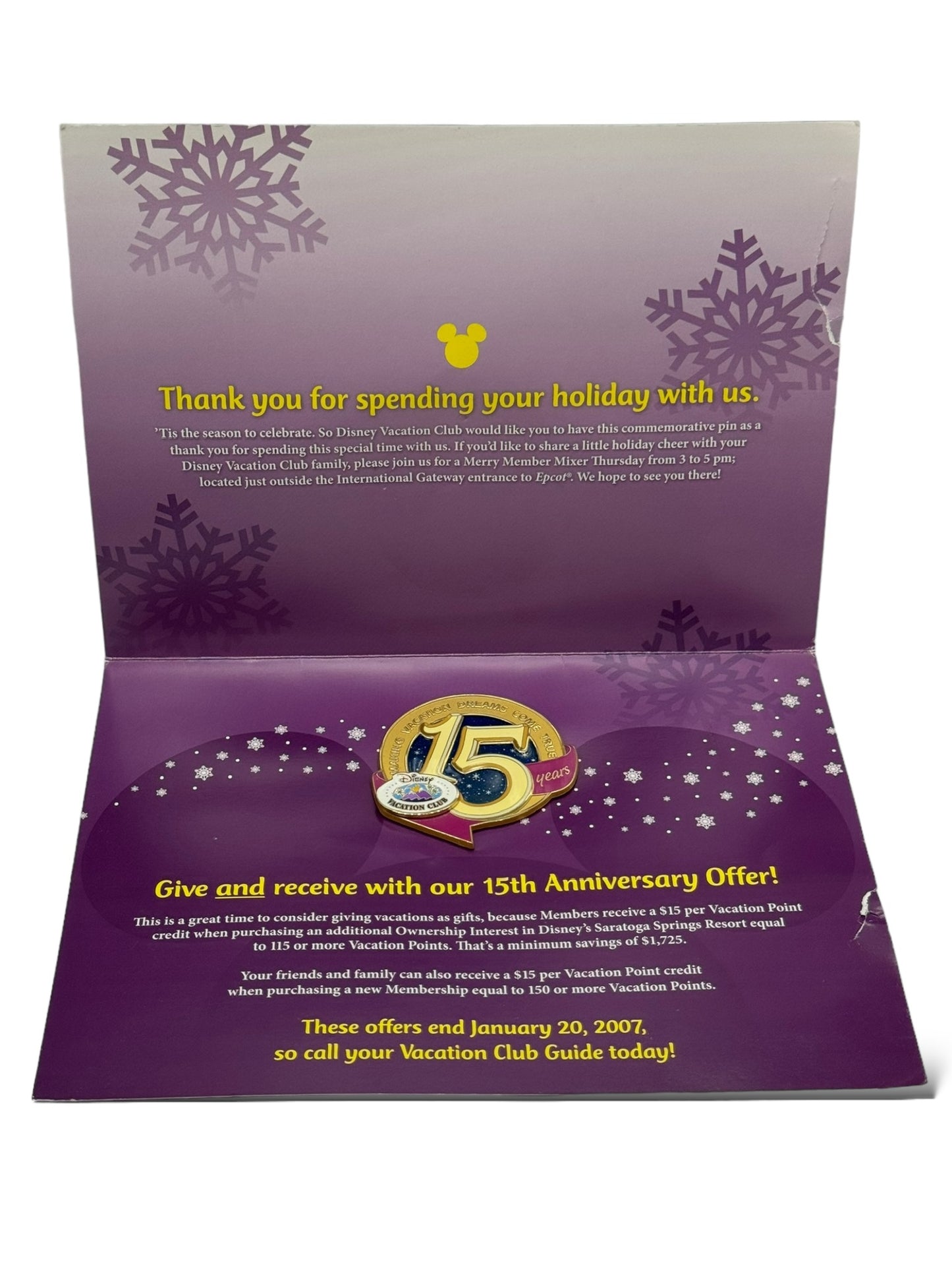 DVC 15th Anniversary Happy Holidays Pin