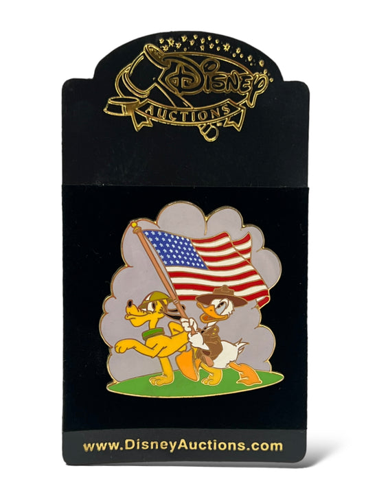 Disney Auctions Pluto and Donald with Flag Pin