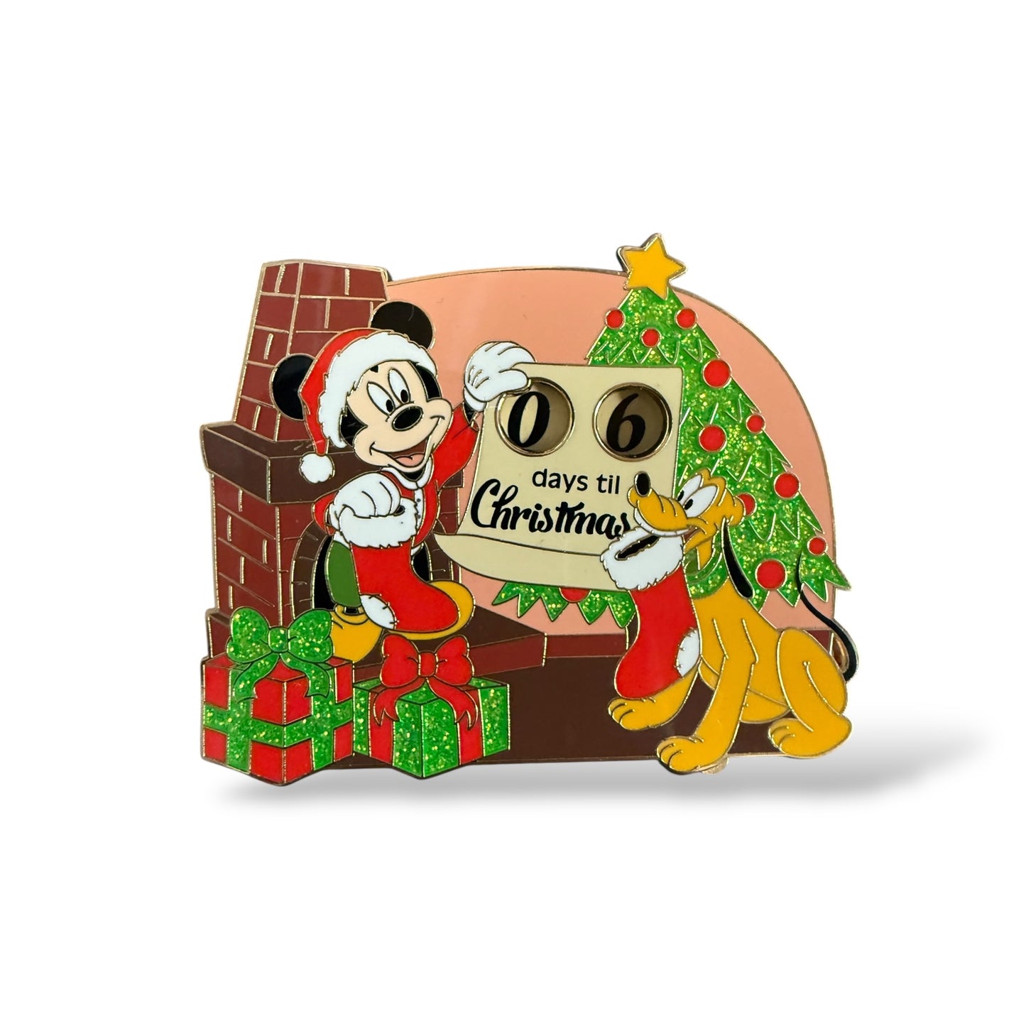 Disney Parks Santa Mickey and Pluto Countdown to Christmas with Dials Pin