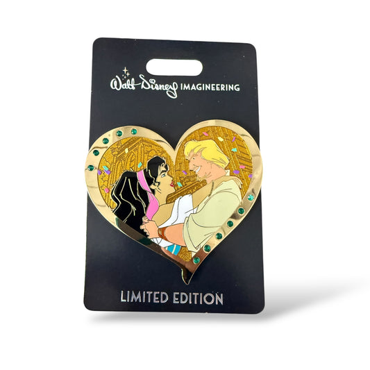 WDI Valentine Jeweled Heart Esmeralda and Phoebus Pin