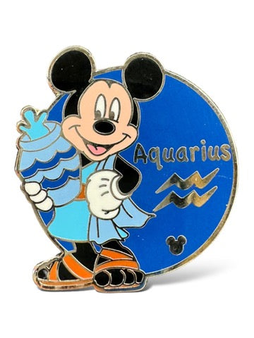 Cast Lanyard Zodiac Characters Aquarius Mickey Mouse Hidden Mickey Pin