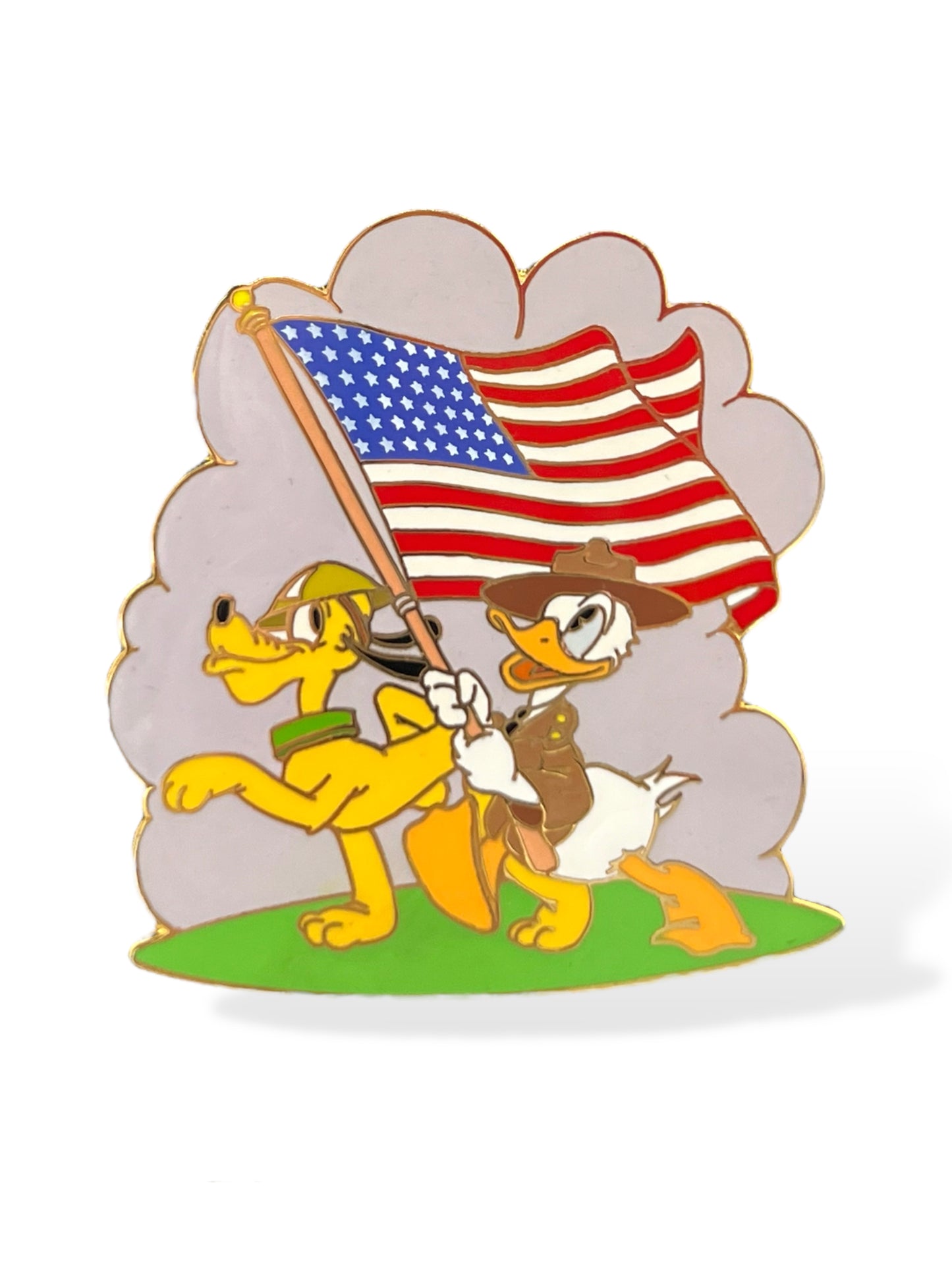 Disney Auctions Pluto and Donald with Flag Pin