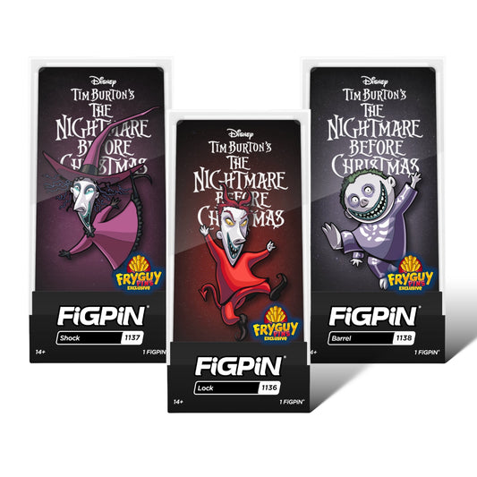 FryGuy Exclusive Nightmare Before Chrsitmas Lock, Shock, and Barrel FiGPiN Bundle