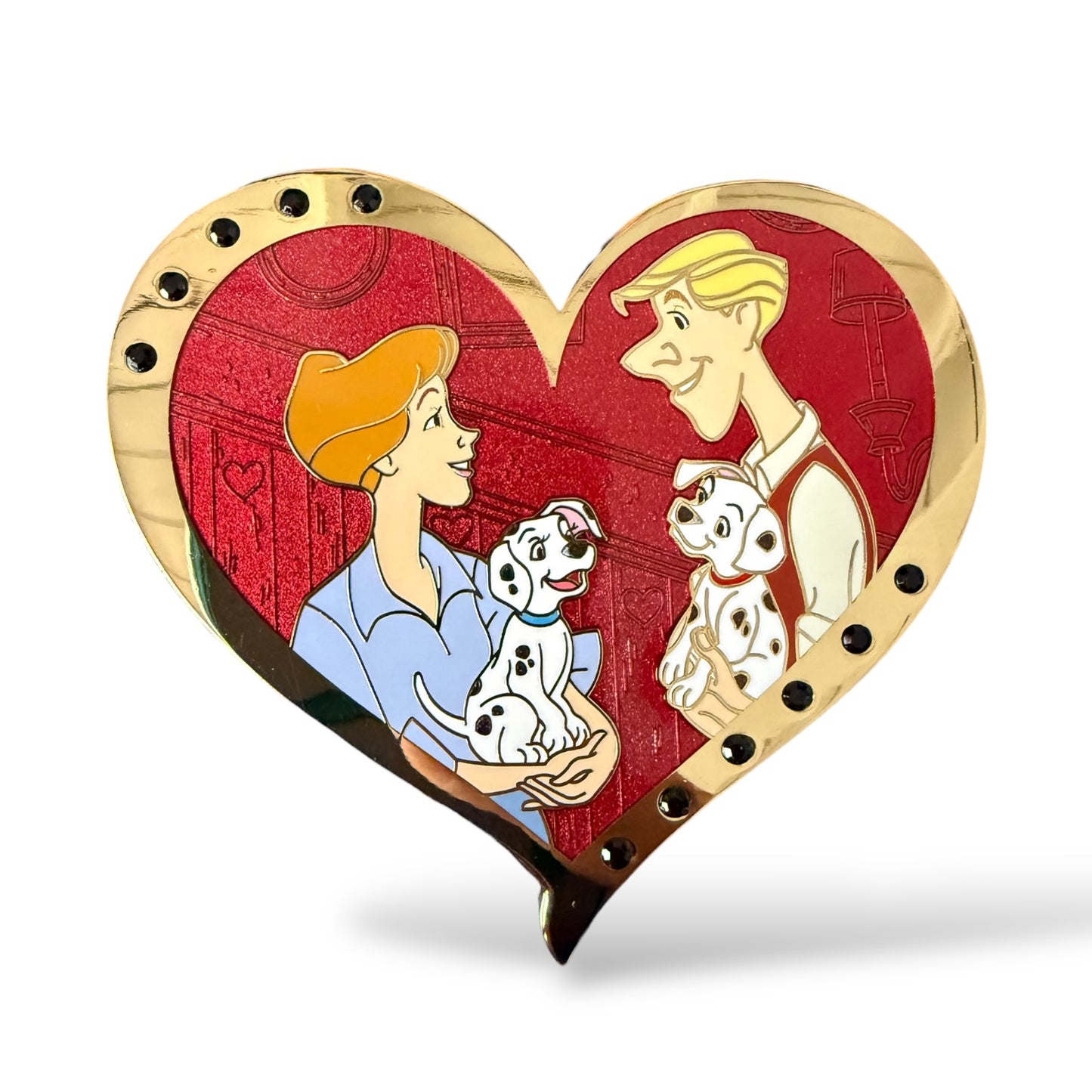 WDI Valentine Jeweled Heart Anita and Roger Pin
