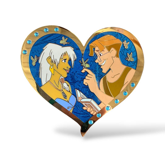 WDI Valentine Jeweled Heart Kida and Milo Pin