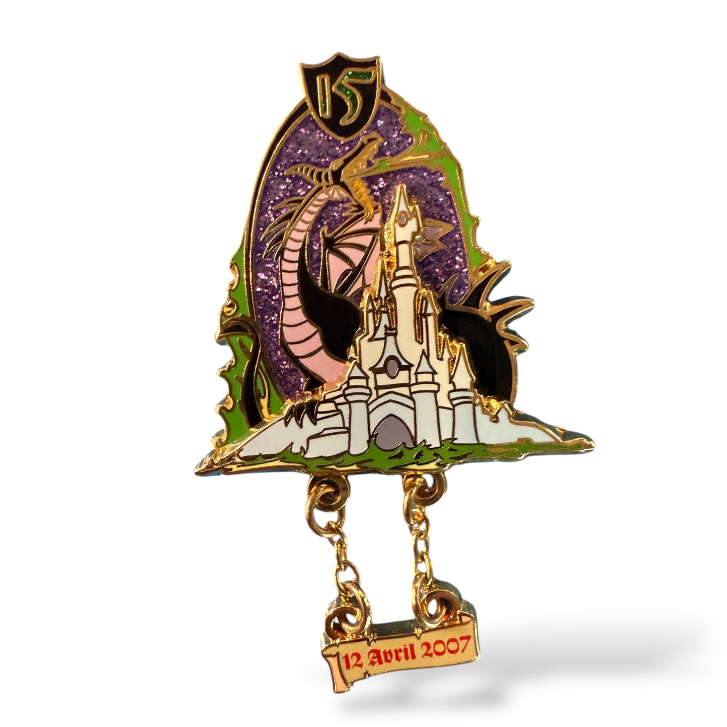 DLRP 15th Anniversary Maleficent Dragon Castle Dangle Pin