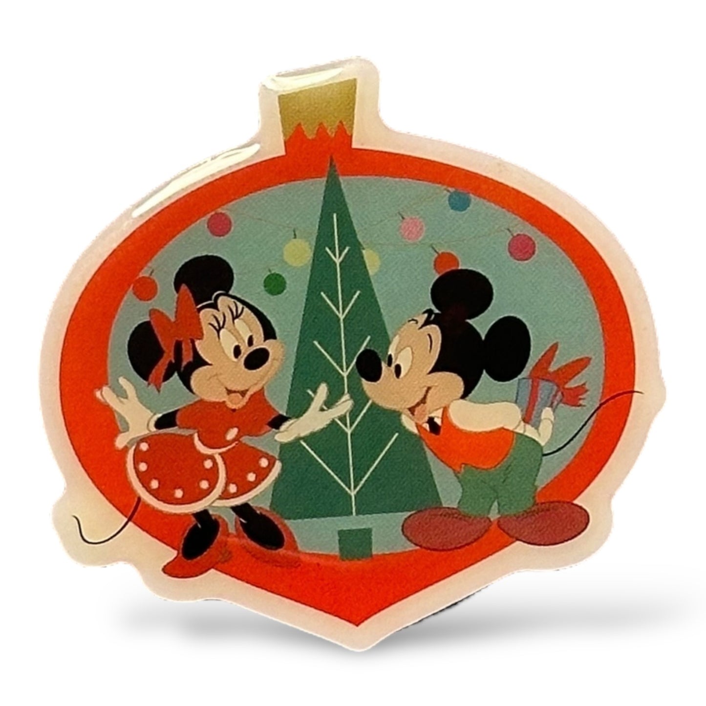 Disney Parks Mickey and Minnie Christmas Ornament Frame Pin
