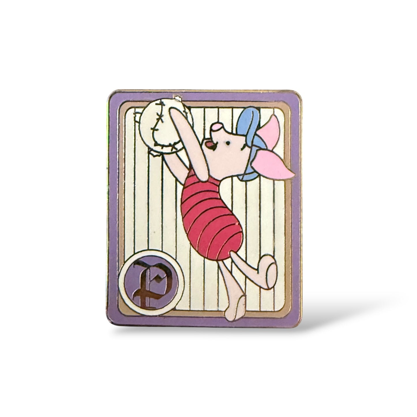Cast Lanyard 100 Acre Wood Baseball Piglet Catching a Ball Hidden Mickey Pin