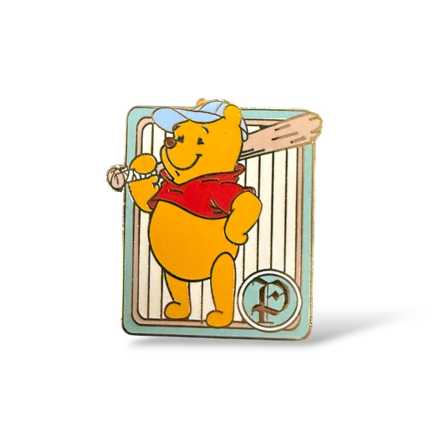 Cast Lanyard 100 Acre Wood Baseball Pooh Holding a Bat Hidden Mickey Pin
