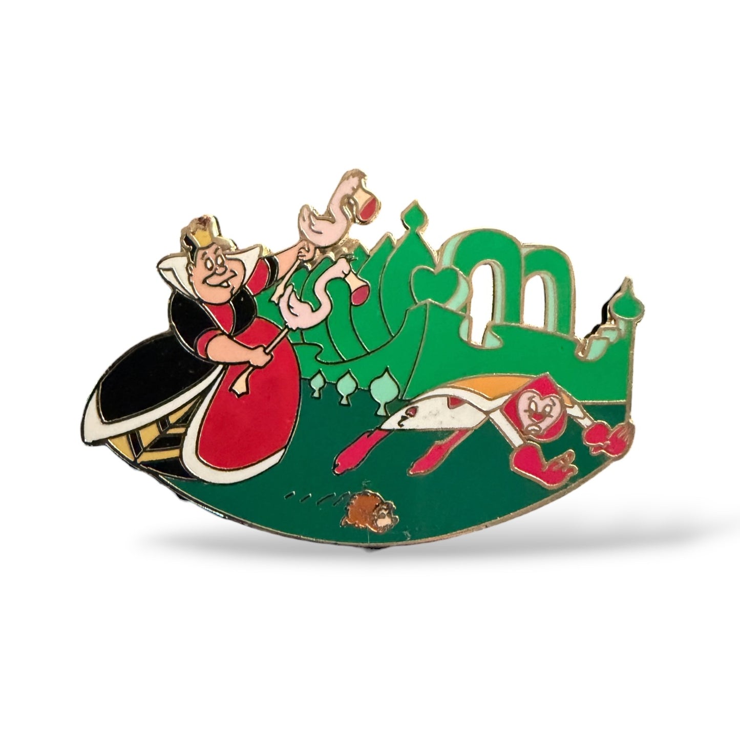 Disney Shopping 55th Anniversary Alice in Wonderland Queen of Hearts, Flamingos, and Card Guard Pin