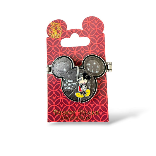 Disney Parks It Was All Started With... Walt and Mickey Gold with White Text Hinged Pin