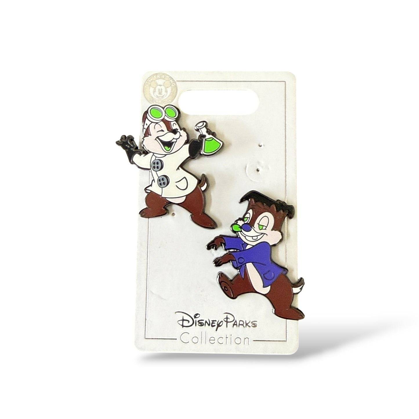 Disney Parks Chip n' Dale Mad Doctor and Frankenstein Pin Set