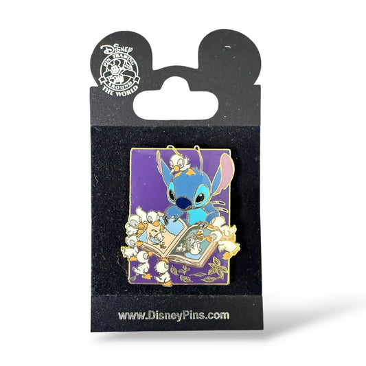 Disney Parks Stitch Reading the Ugly Duckling Book Pin