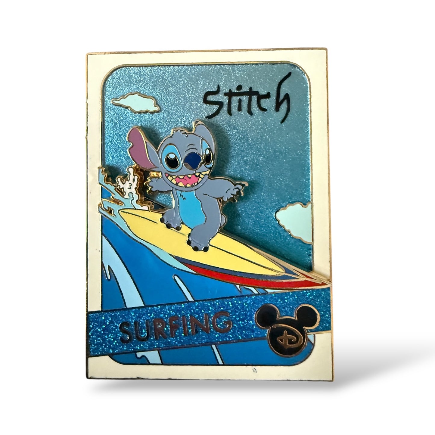 Disney Parks All Stars Trading Cards Stitch Surfing Pin