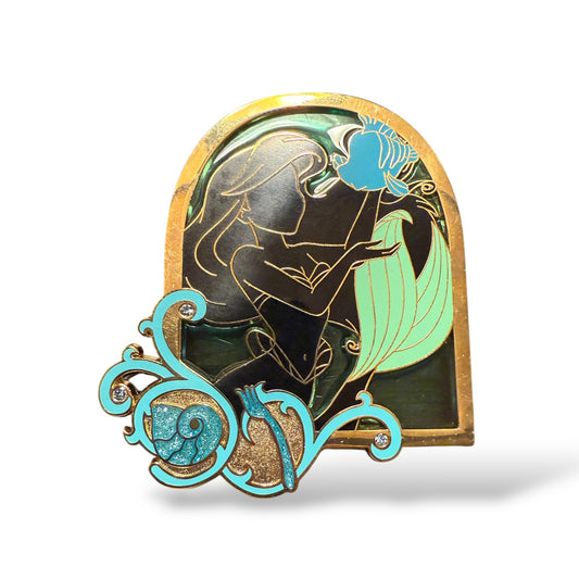 Disney Store Stunning Silhouette The Little Mermaid Ariel and Flounder Pin