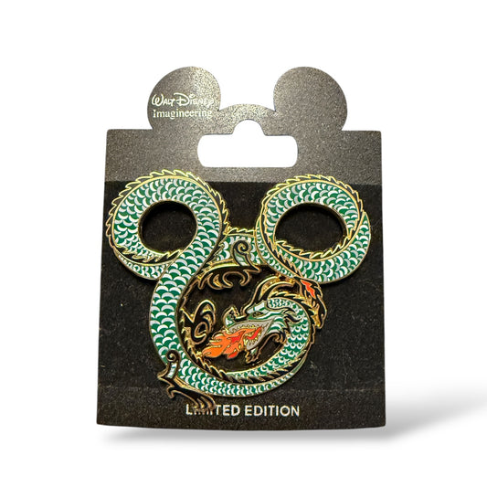 WDI Mickey Icon Dragon Green with Red and Orange Fire Pin