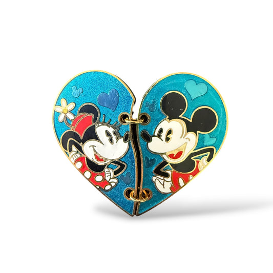 Disney Parks Hinged Heart Mickey and Minnie Pin