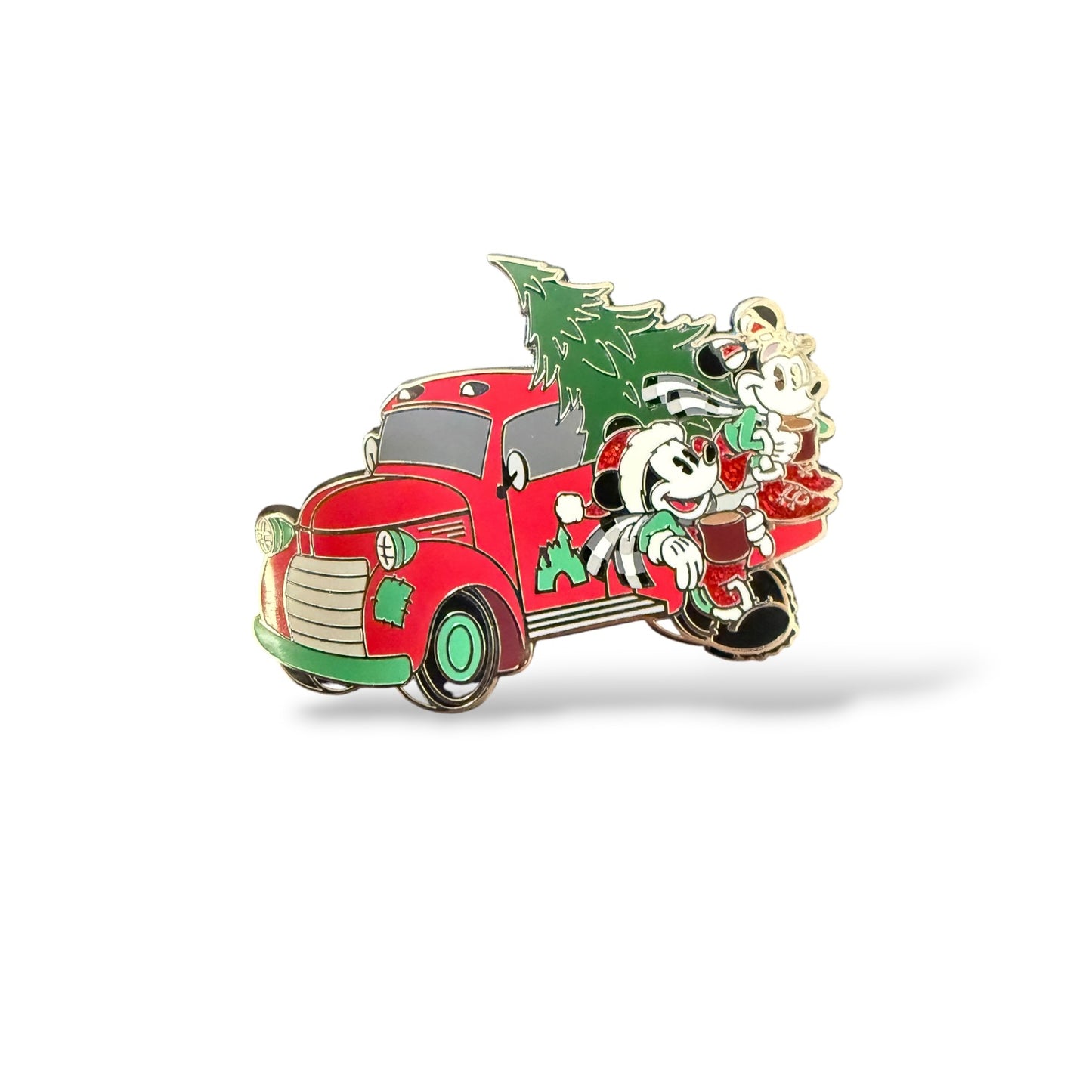 Disney Parks Mickey and Minnie Christmas Tree Red Truck Pin