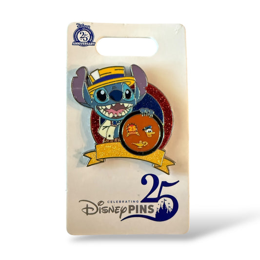 Disney Parks Celebrating 25 Years of Disney Pins Stitch Dressed as Scoop Holding Board Pin