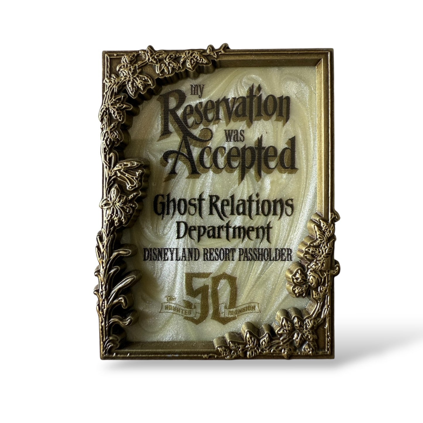 DLR Haunted Mansion 50th Anniversary My Reservation Was Accepted Ghost Relations Department Pin