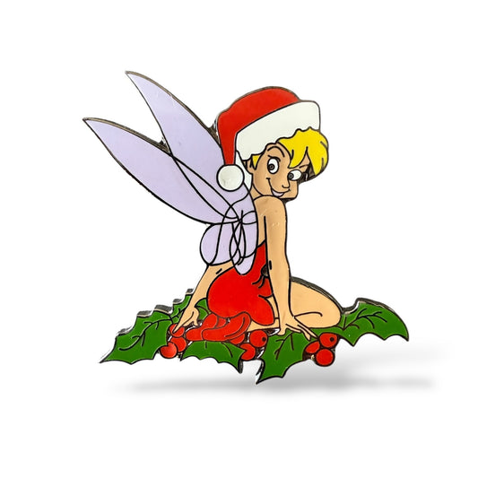 Santa Tinker Bell Kneeling on Holly Fantasy Pin