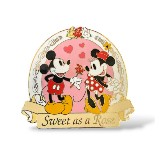 DLR Mickey and Minnie Sweet as a Rose Pin