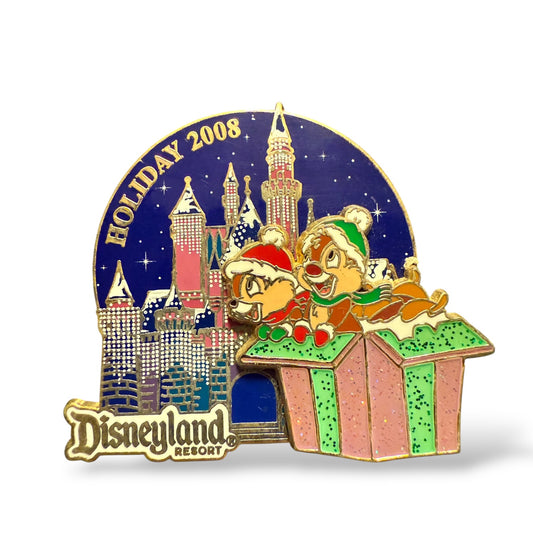 DLR Happy Holidays 2008 Sleeping Beauty Castle Chip n' Dale Pin