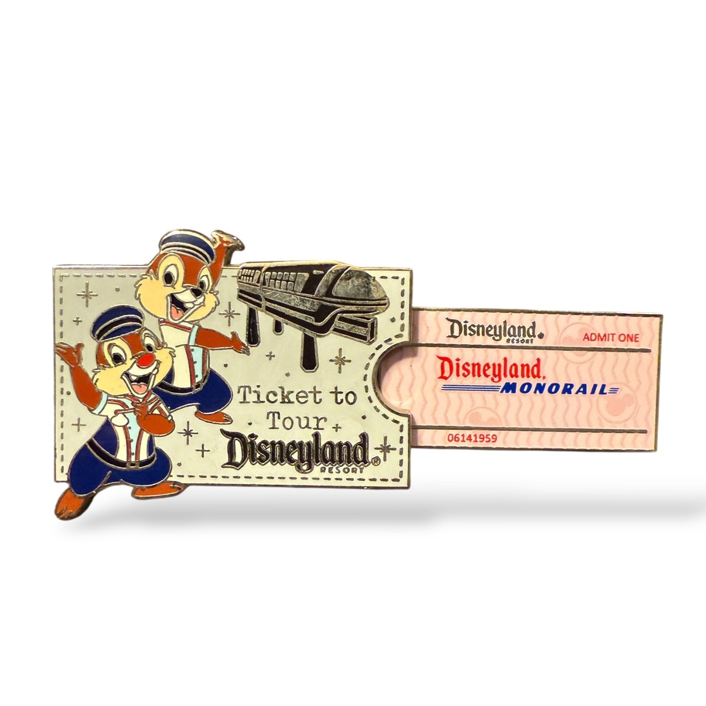 DLR Annual Passholder Tour the Lore Chip n' Dale with Monorail Ticket Pin