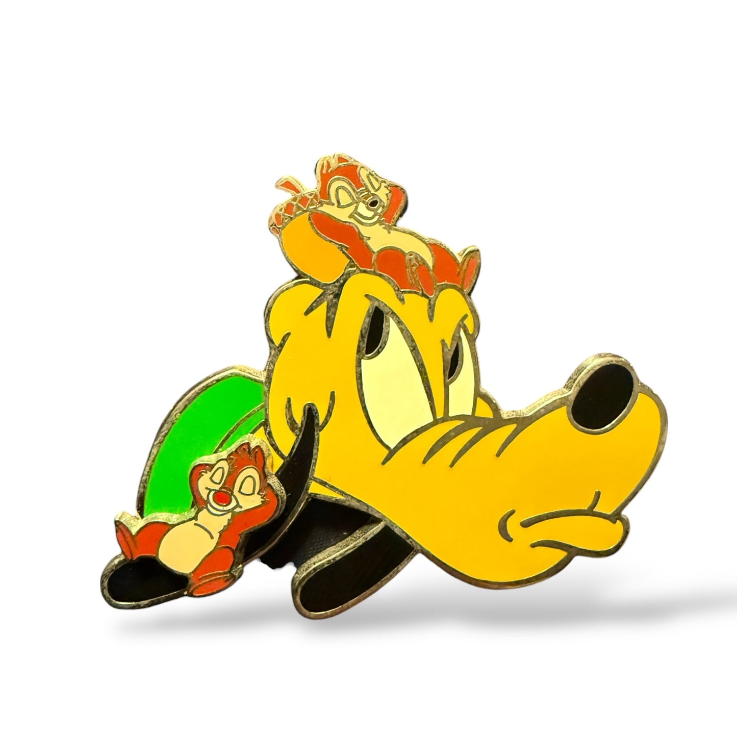 Disney Parks Chip n' Dale Napping on Pluto's Head Pin