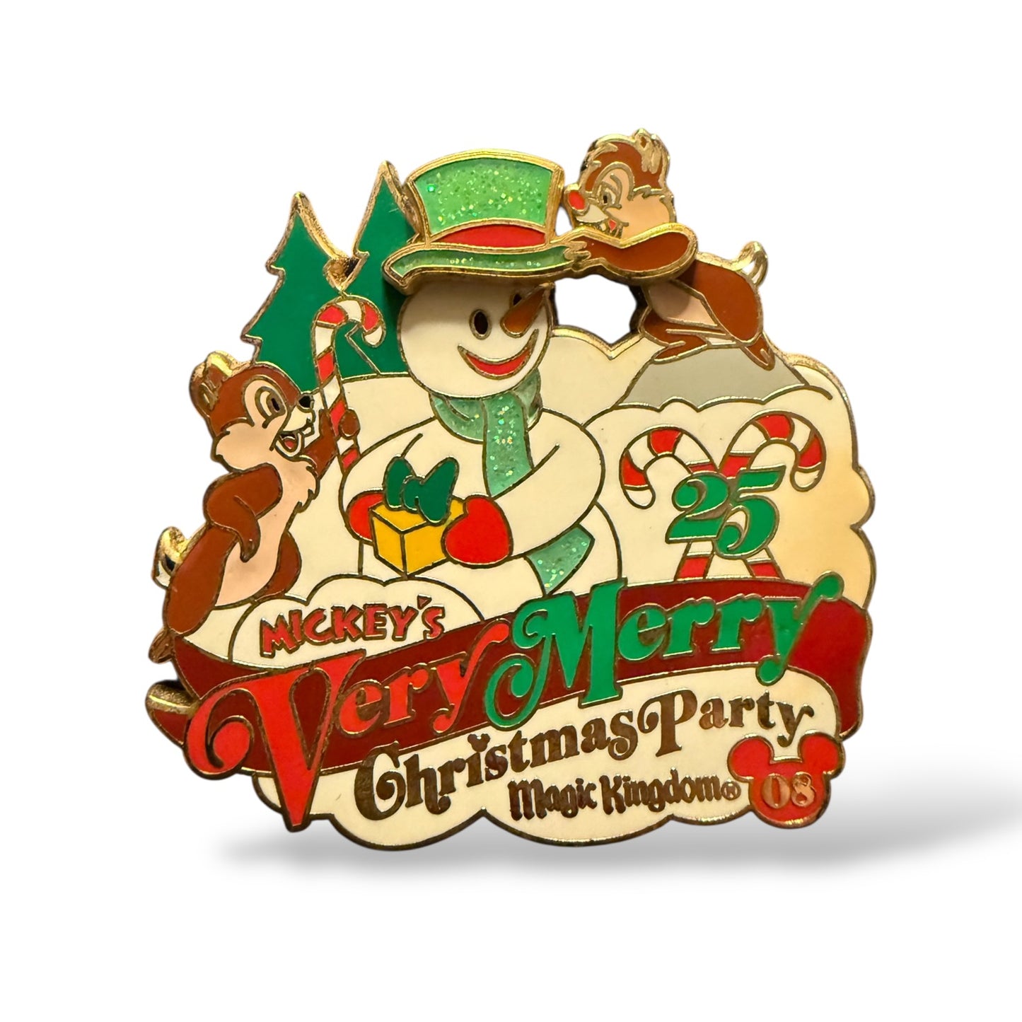 WDW Mickey's Very Merry Christmas Party 2008 Chip n' Dale Pin