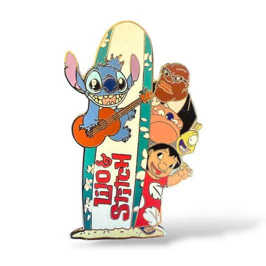 Disney Parks Lilo and Stitch and Gang with Surfboard Logo Pin