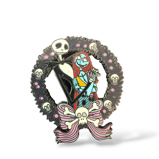 Disney Parks Nightmare Before Christmas Jack and Sally Wreath Pin