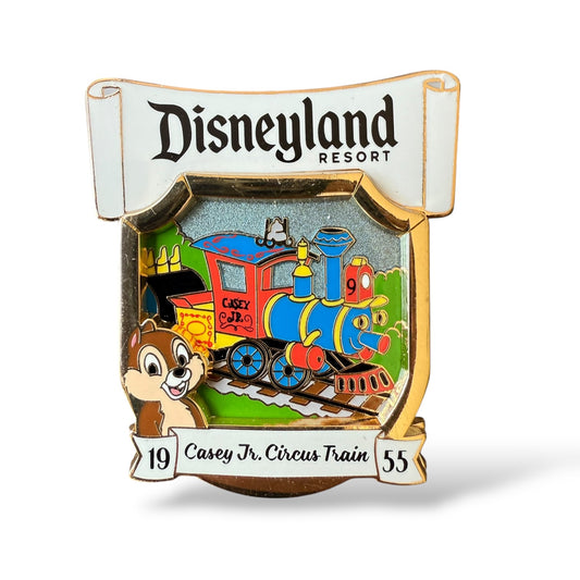 DLR 1955 Opening Day Attraction Posters Chip Casey Jr Circus Train Pin