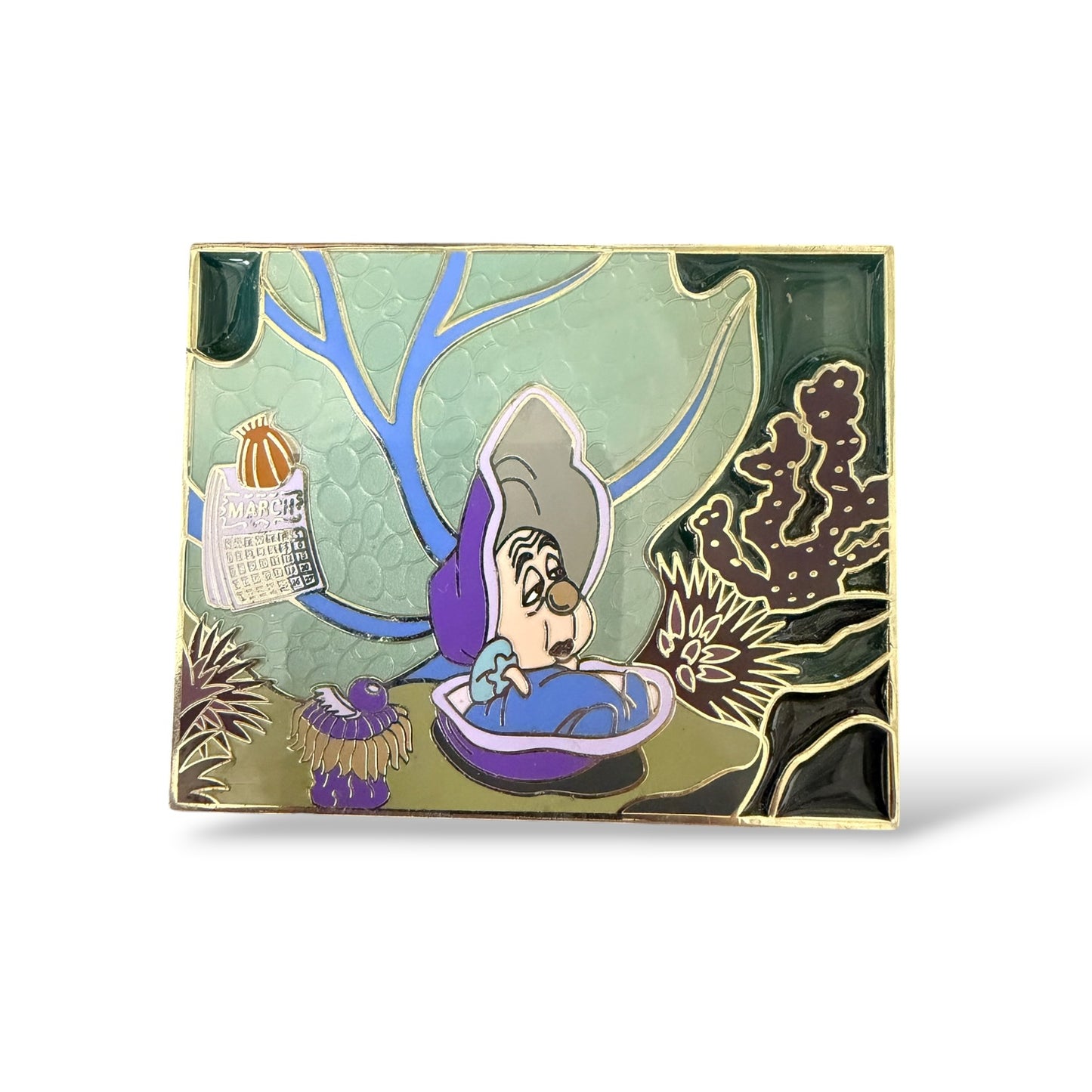 Alice in Wonderland Mother Oyster Stain Glass Fantasy Pin