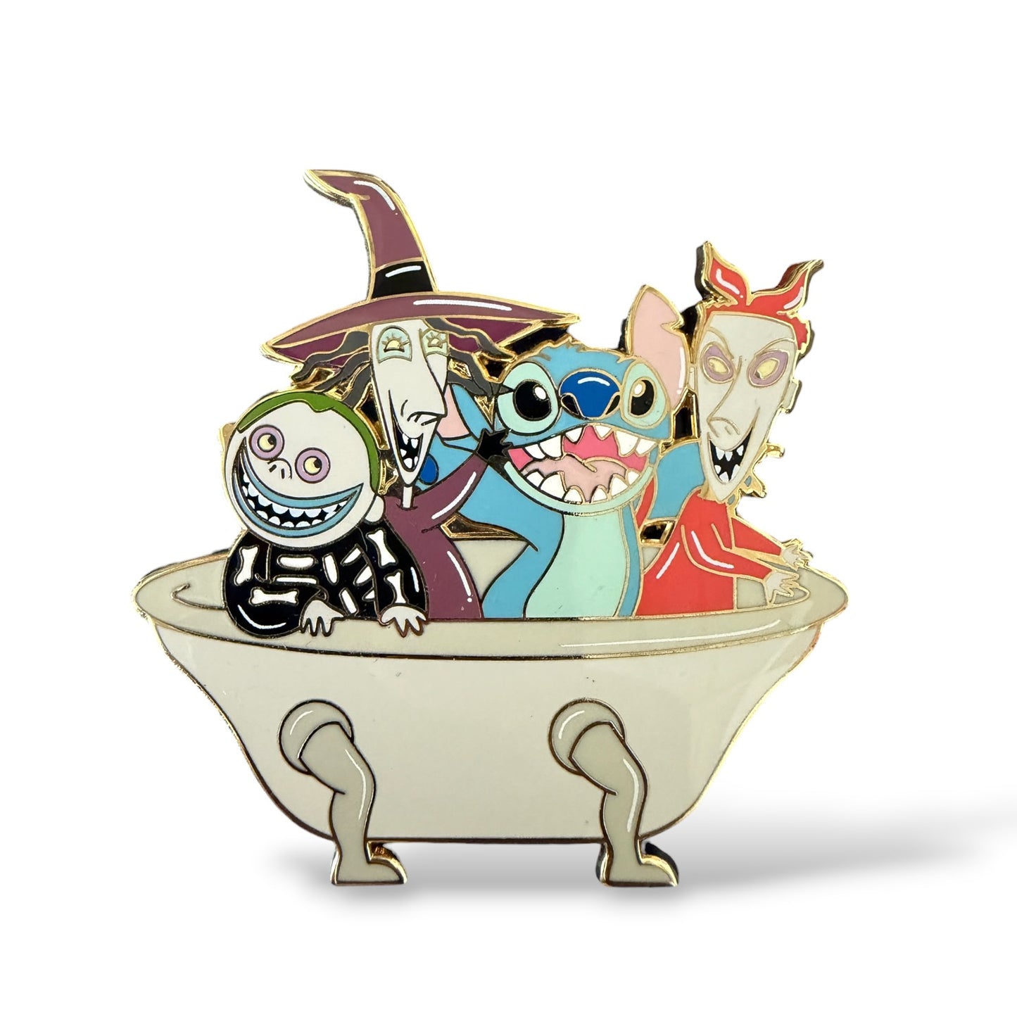 Stitch Riding with Lock, Shock, and Barrel in Bathtub Fantasy Pin