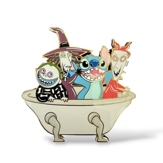 Stitch Riding with Lock, Shock, and Barrel in Bathtub Fantasy Pin