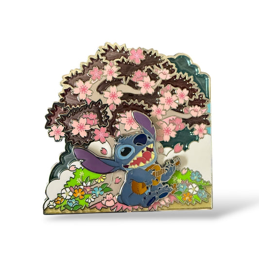 HKDL Stitch Playing a Ukulele Under a Cherry Blossom Tree Pin