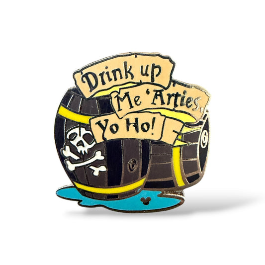 Cast Lanyard Pirates of The Caribbean Sayings Drink Up Me 'Arties Yo Ho! Hidden Mickey Pin