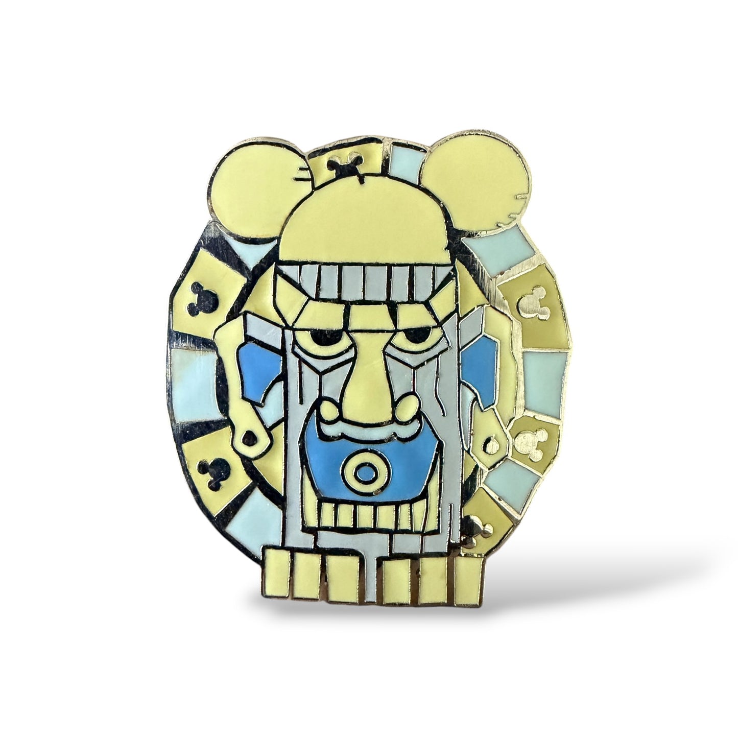 Cast Lanyard Carved Tikis in Mickey Ear Hats Blue and Gray Hidden Mickey Pin