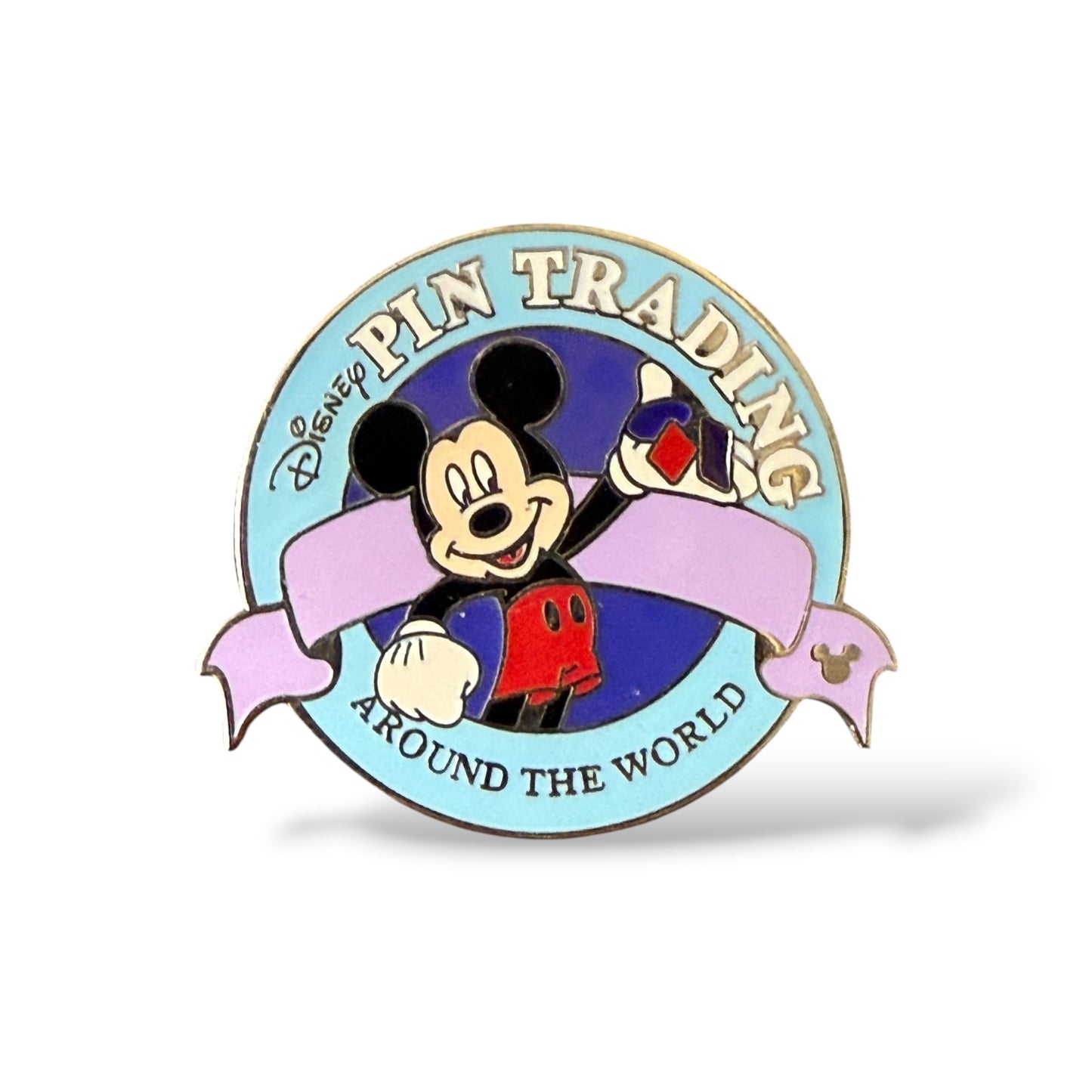 Cast Lanyard Pin Trading Around The World Logo Mickey Blue Hidden Mickey Pin