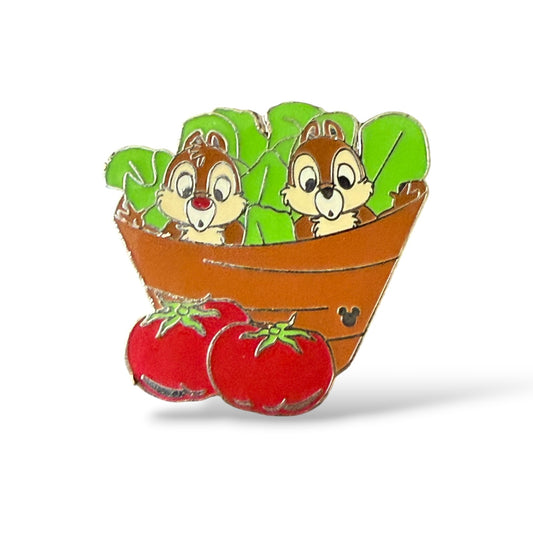 Cast Lanyard Chip n' Dale Health Food Tomatoes Hidden Mickey Pin