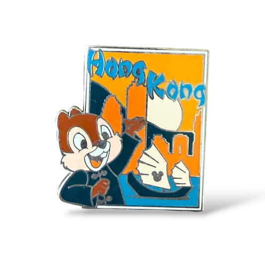 Cast Lanyard Chip n' Dale Postcard Hong Kong Hidden Mickey Pin