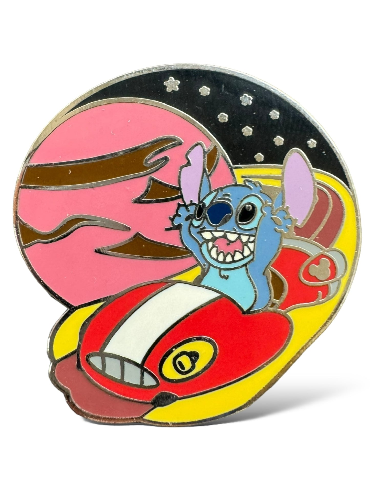 Cast Lanyard Stitch Flying Saucer Hands Up Hidden Mickey Pin