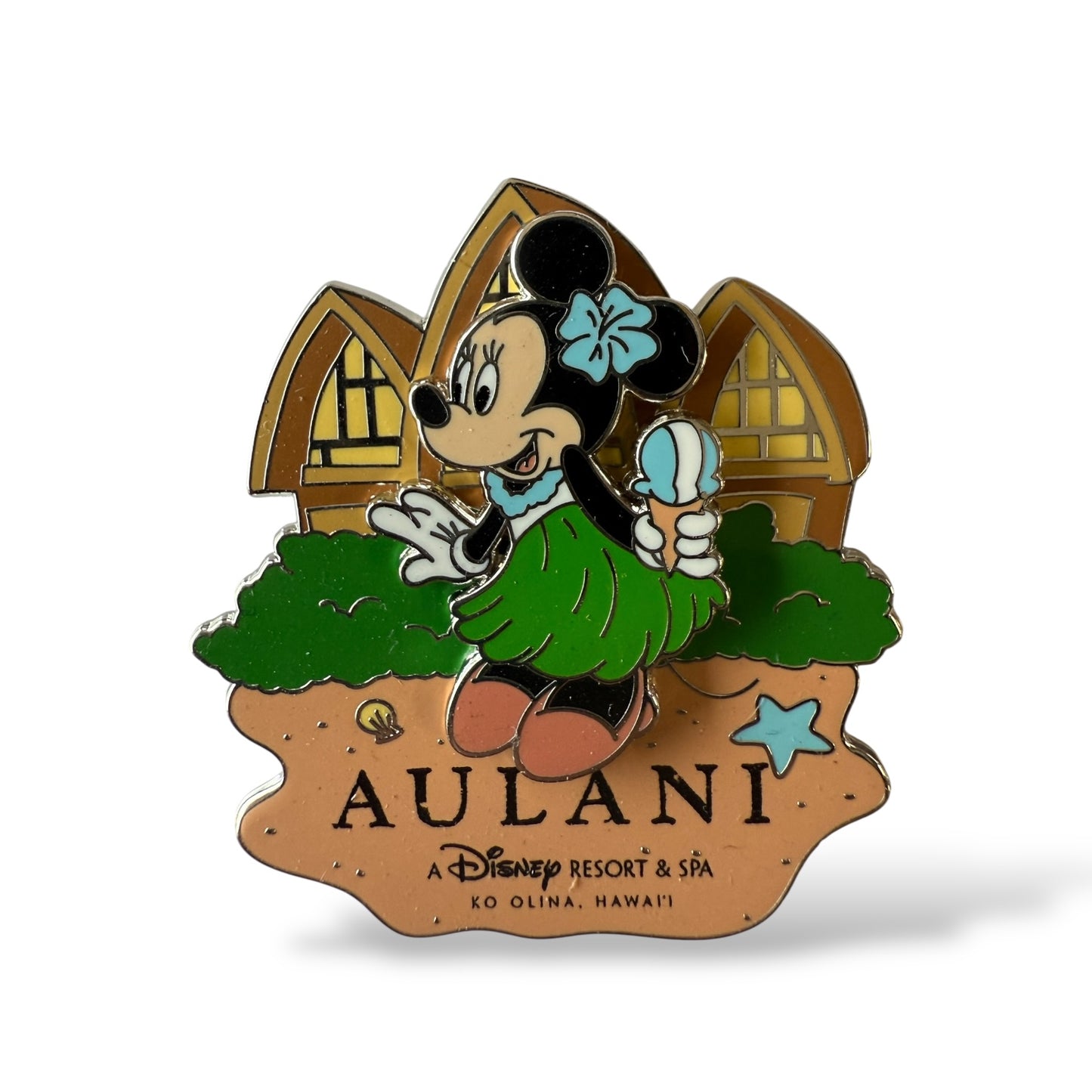 Disney Parks Aulani Minnie Grass Skirt on Beach Shaved Ice Pin
