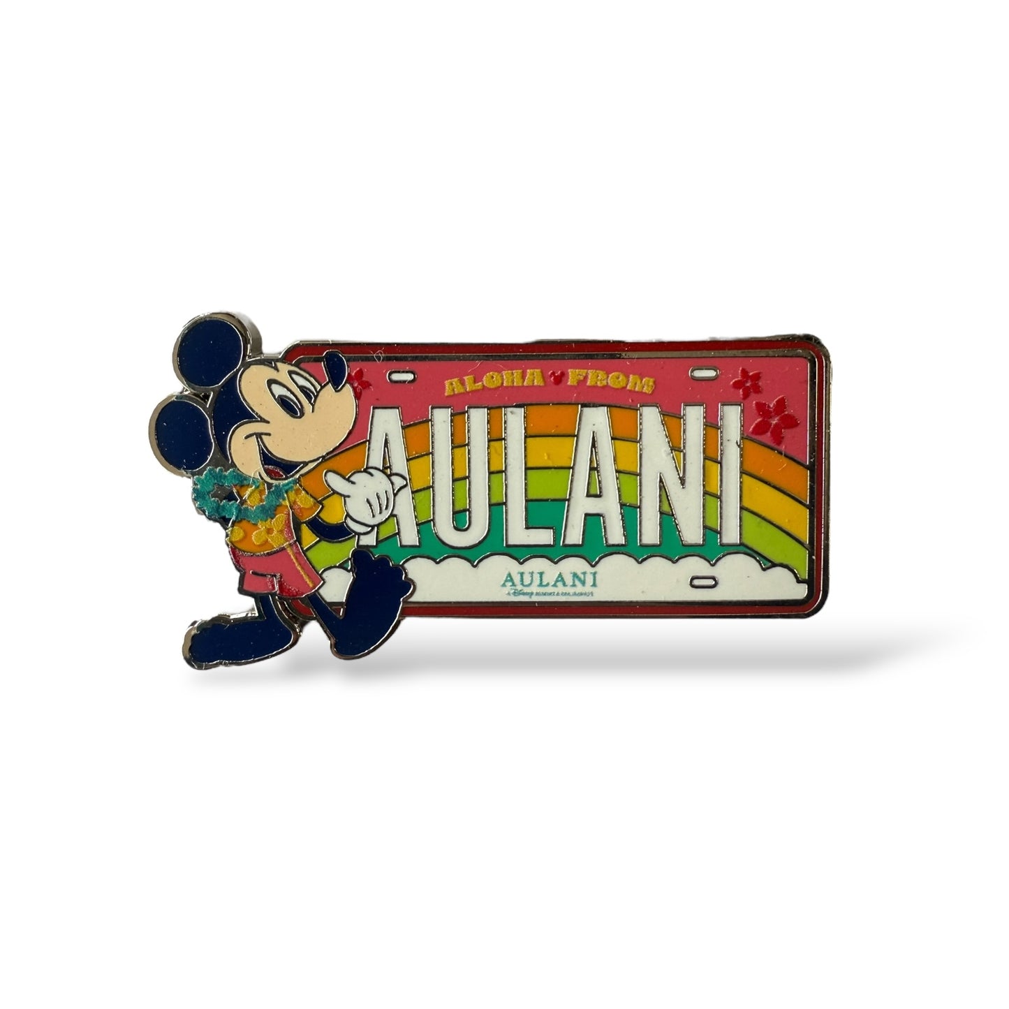 Disney Parks Aulani Mickey Mouse Rainbow License Plate Pin
