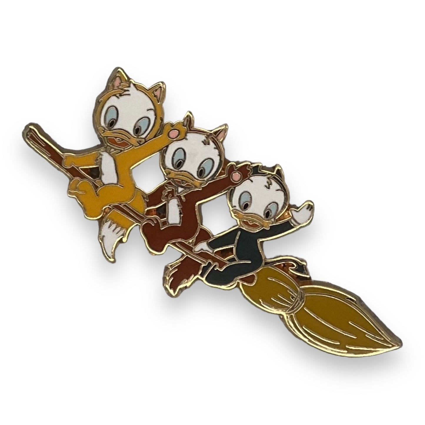 JDS Halloween 2003 Little Monsters Cat Broom Huey, Dewey and Louie Pin